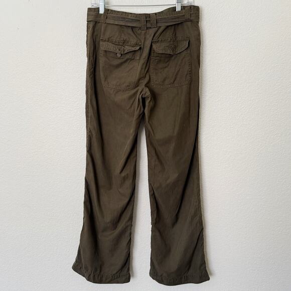 [J. Crew] Olive Green City Fit Straight Leg Utility Pants Belted Roll Tab Size 4 - Picture 2 of 10